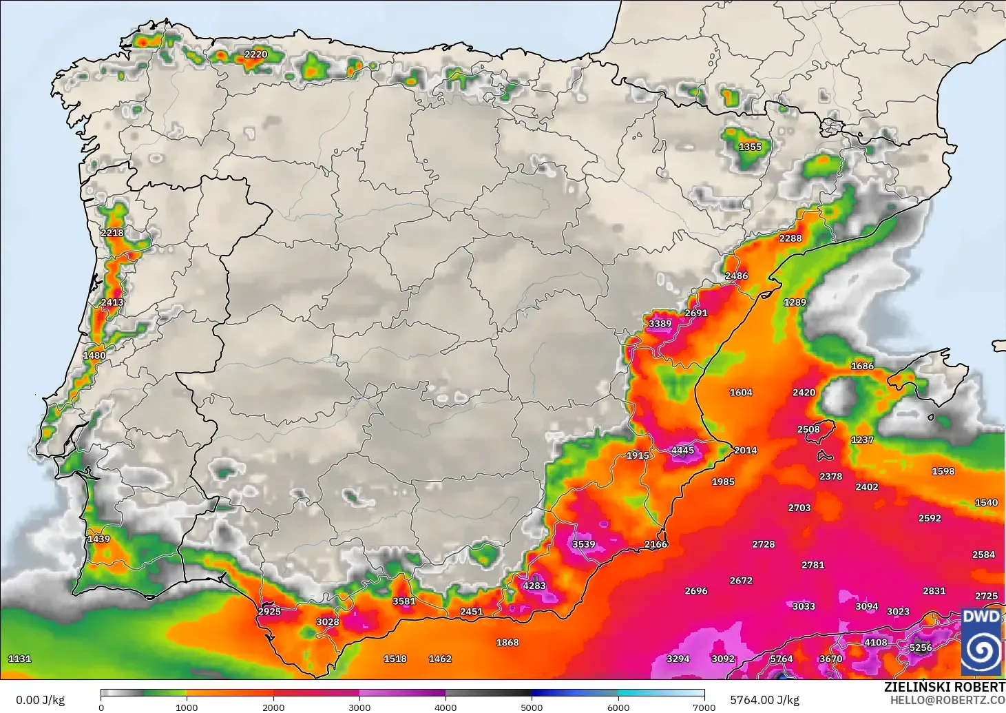 ICON model - Spain, CAPE
