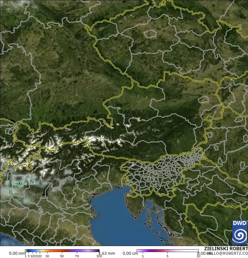 ICON model - Austria, Precipitation, Clouds, and Pressure