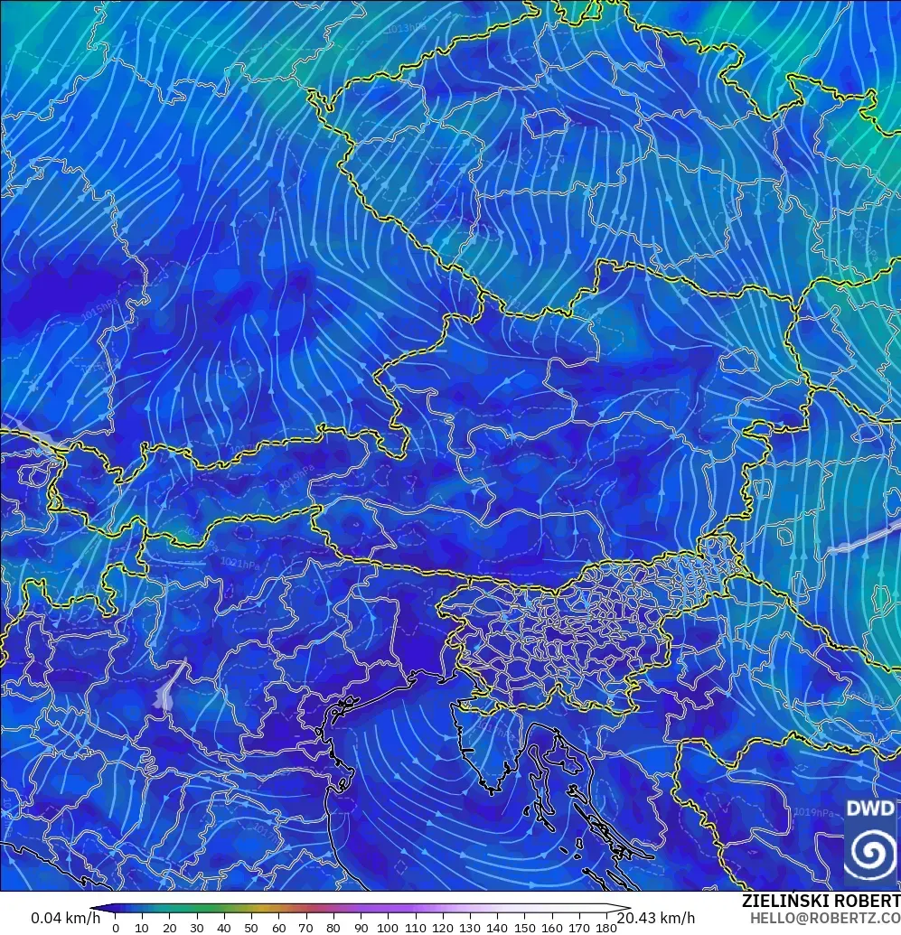 ICON model - Austria, Wind at 10m