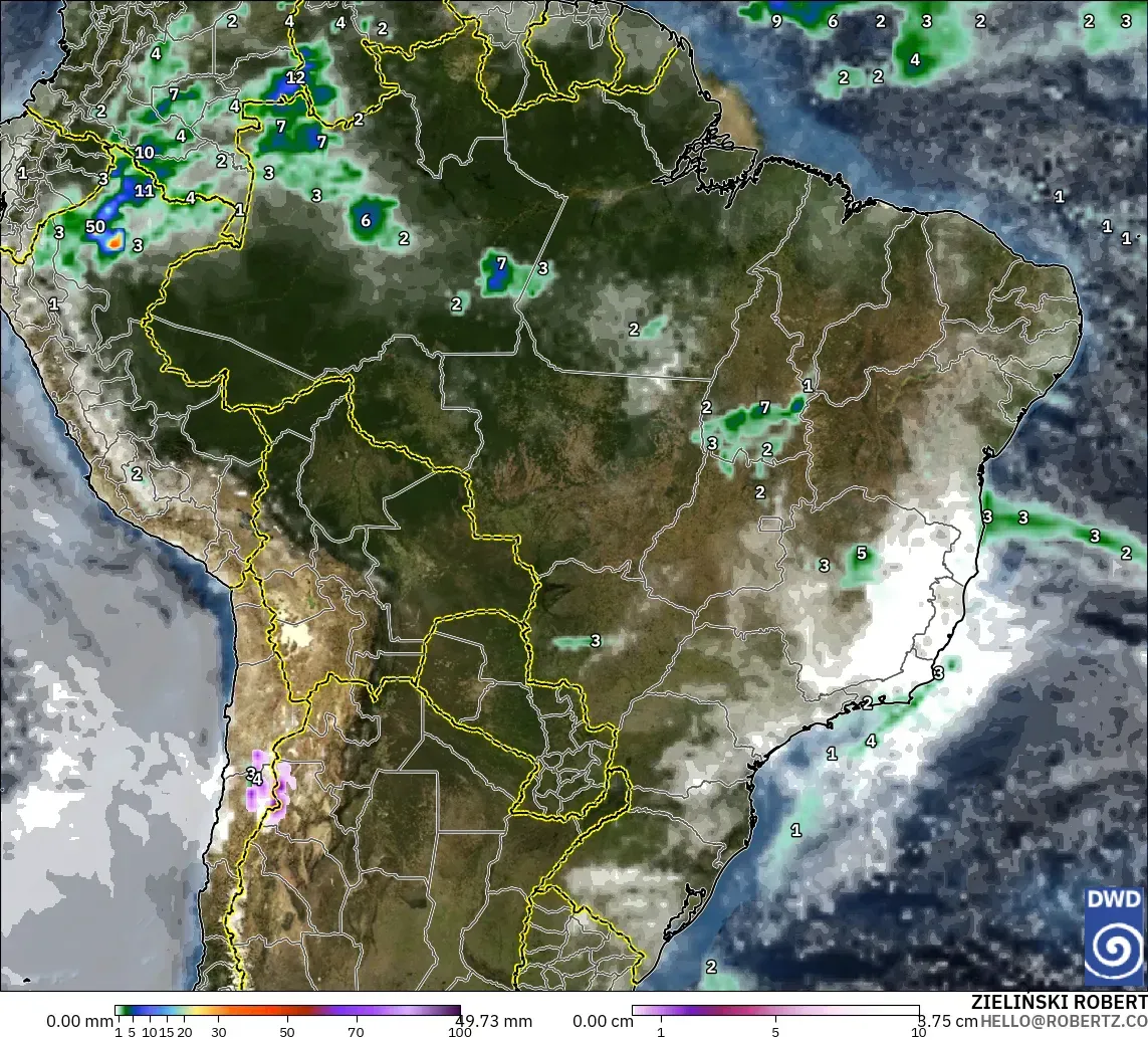 ICON model - Brazil, Precipitation, Clouds, and Pressure