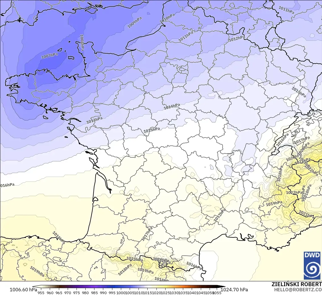 ICON model - France, Pressure