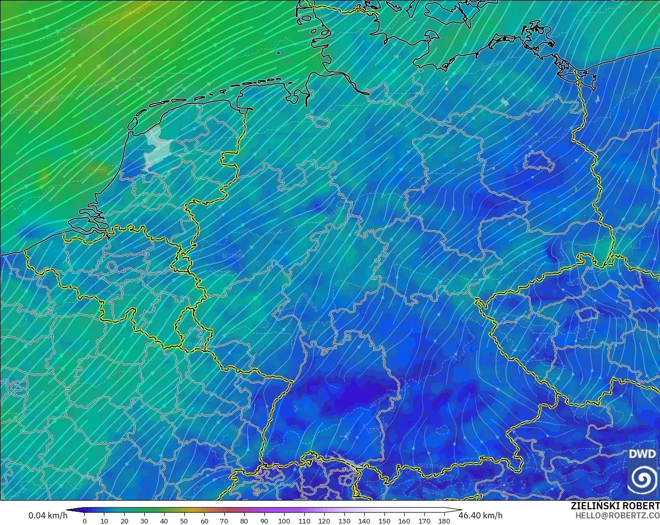 ICON model - Germany, Wind at 10m