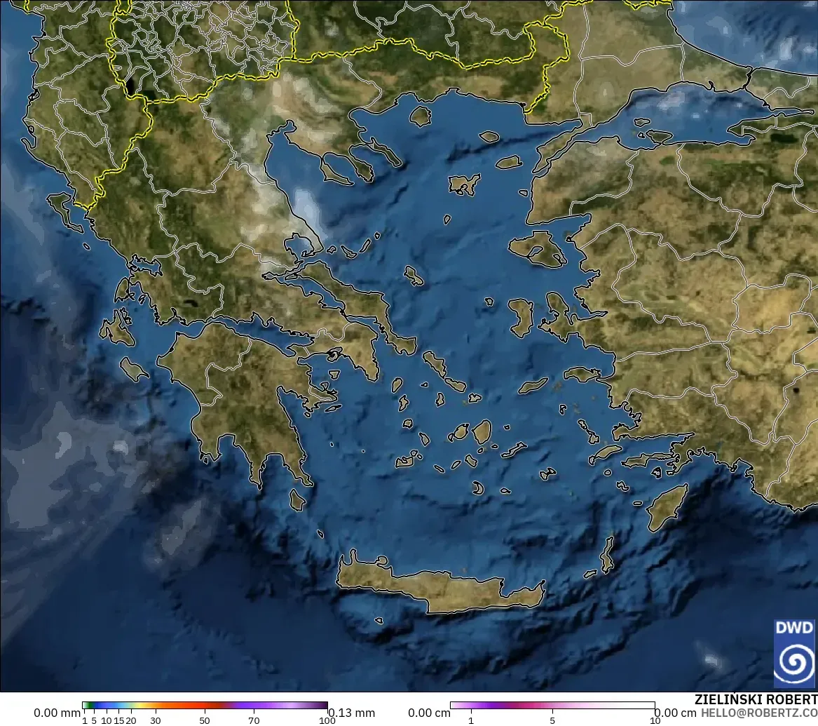 ICON model - Greece, Precipitation, Clouds, and Pressure