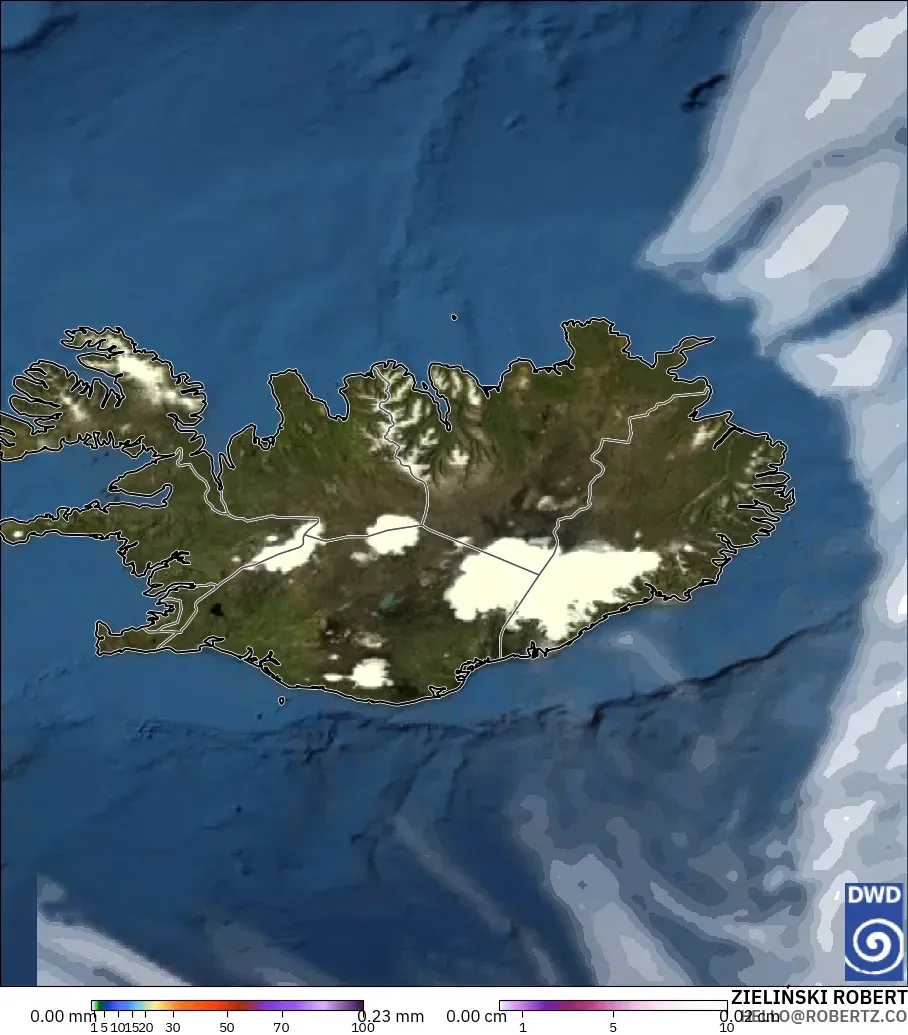 ICON model - Iceland, Precipitation, Clouds, and Pressure