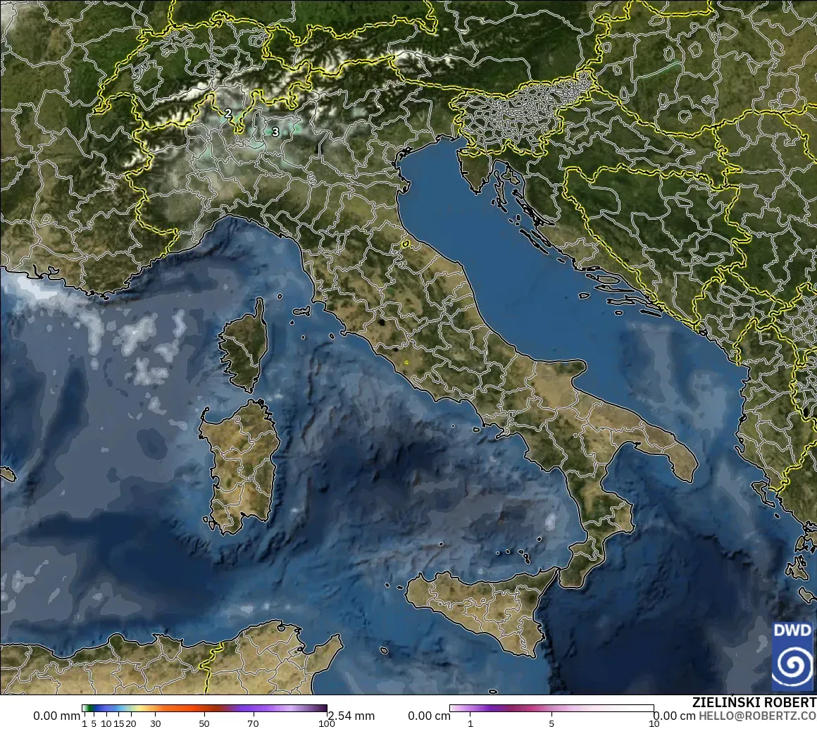 ICON model - Italy, Precipitation, Clouds, and Pressure