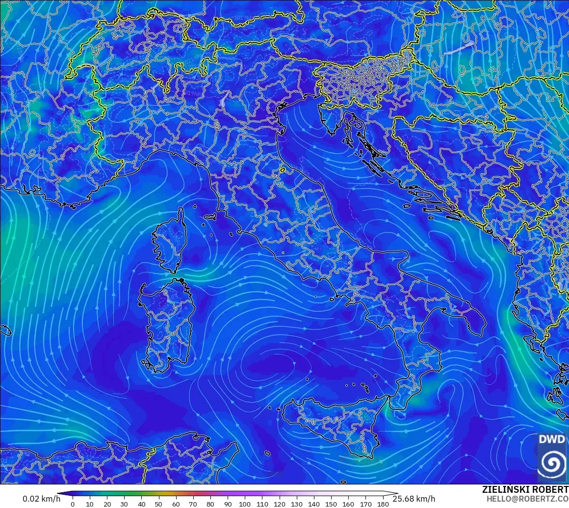 ICON model - Italy, Wind at 10m
