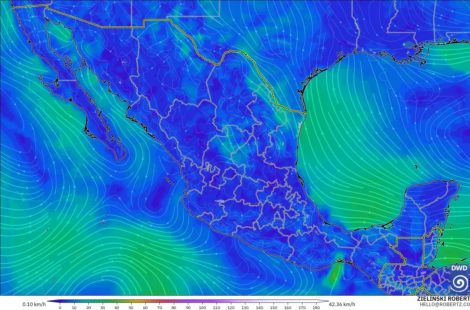 ICON model - Mexico, Wind at 10m