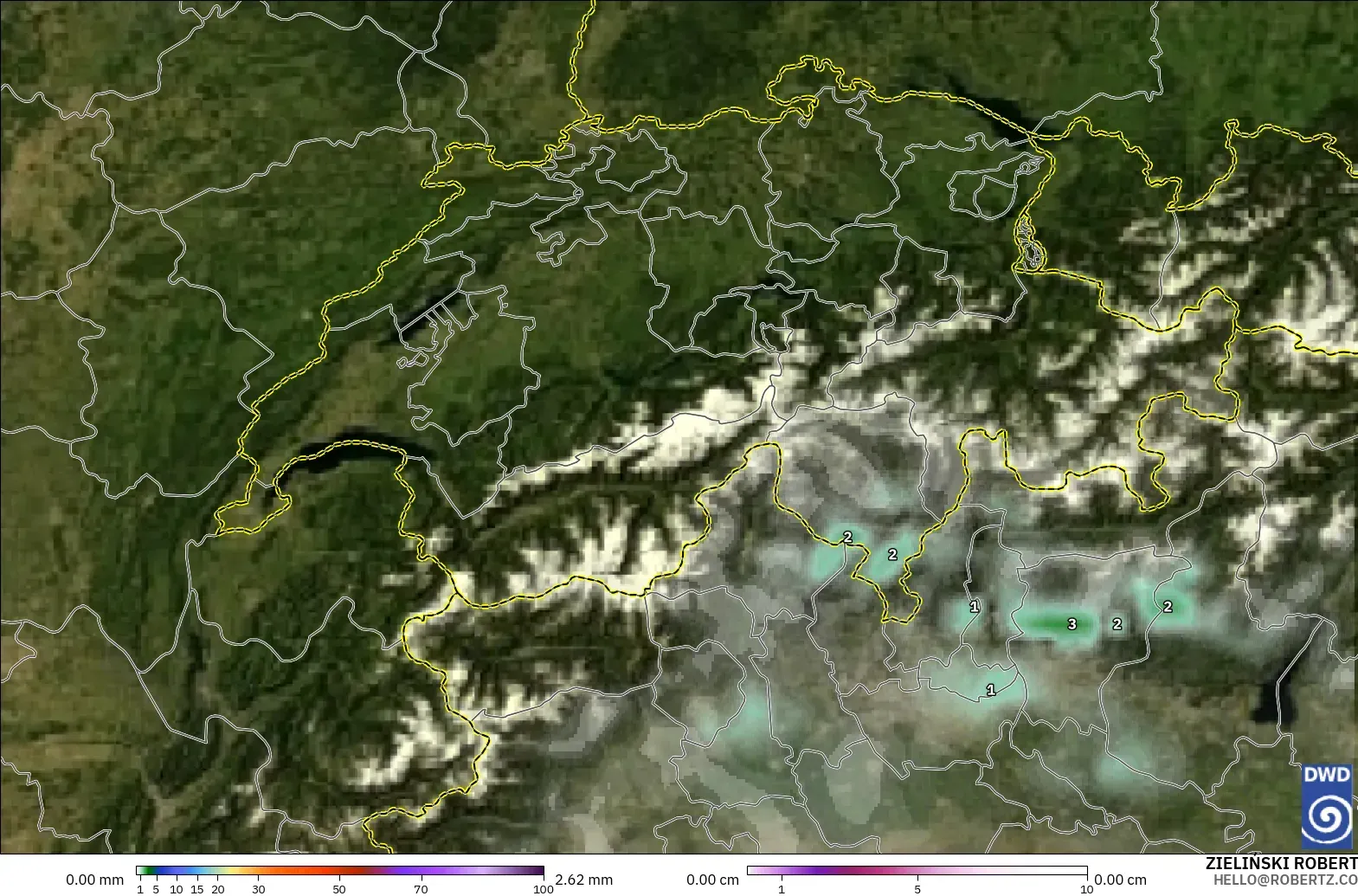 ICON model - Switzerland, Precipitation, Clouds, and Pressure