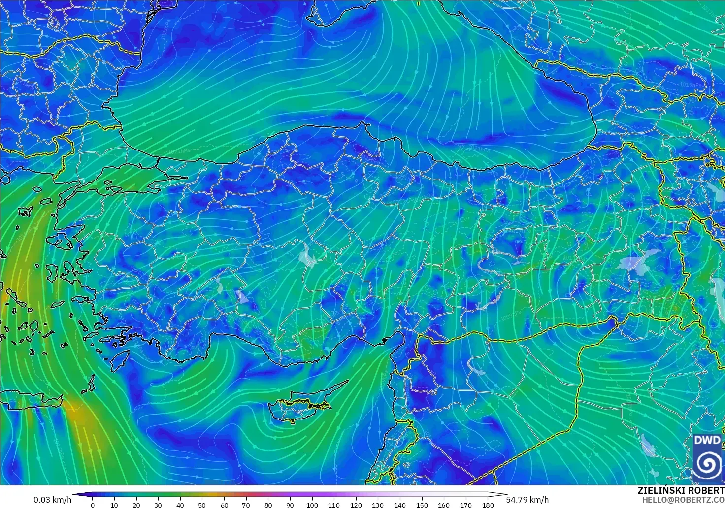 ICON model - Turkey, Wind at 10m