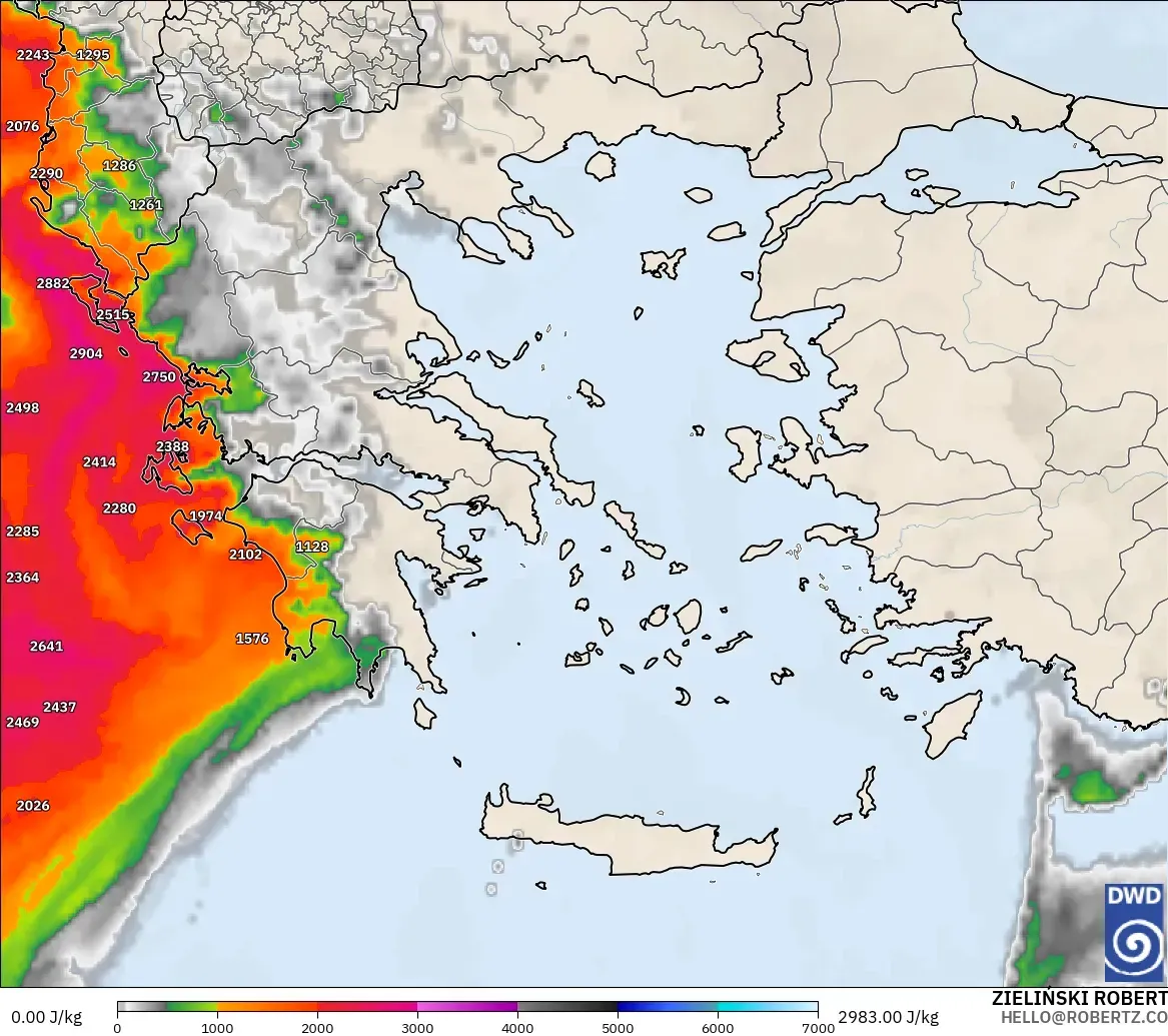 ICON model - Greece, CAPE