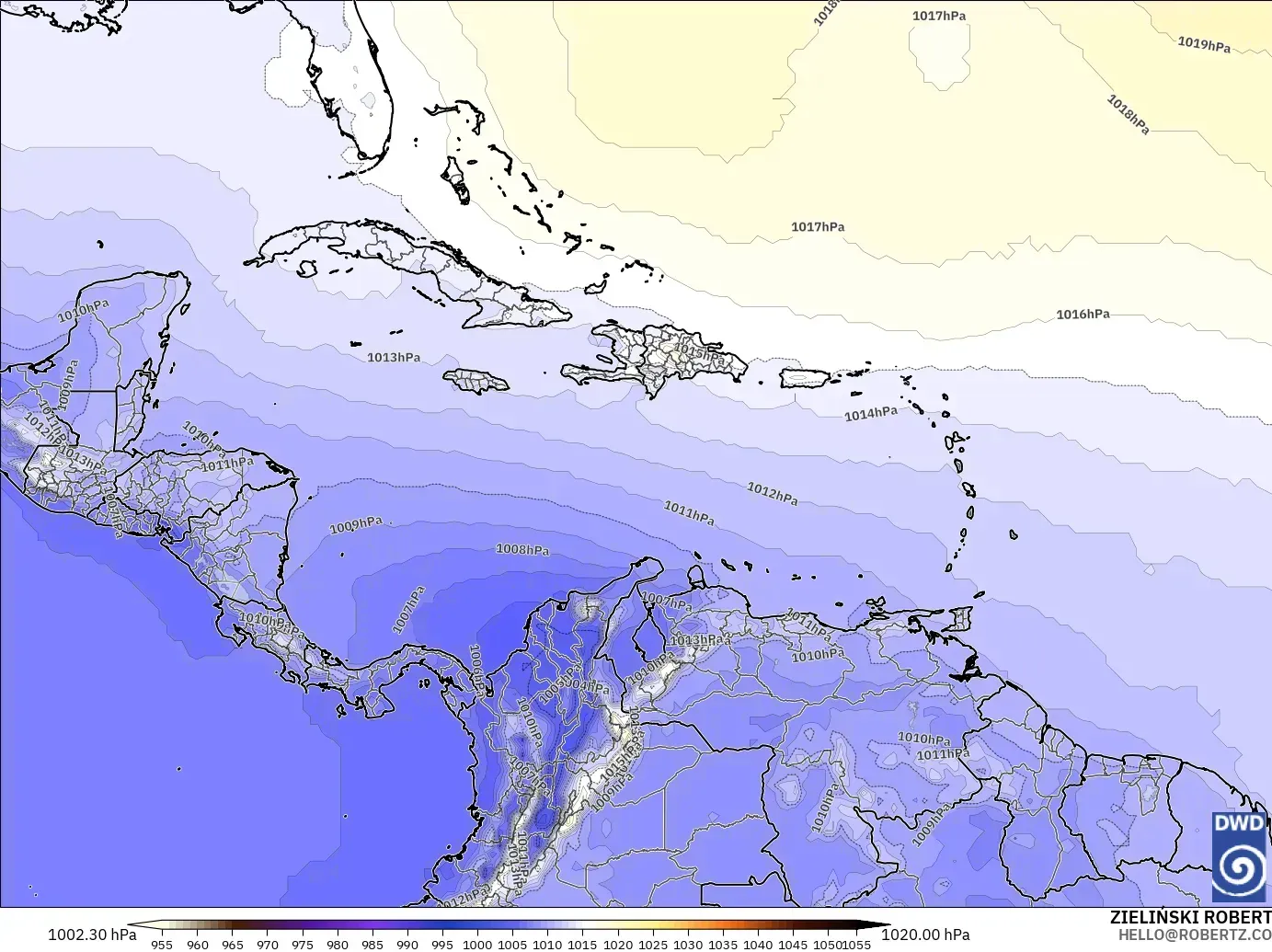 ICON model - Caribbean, Pressure