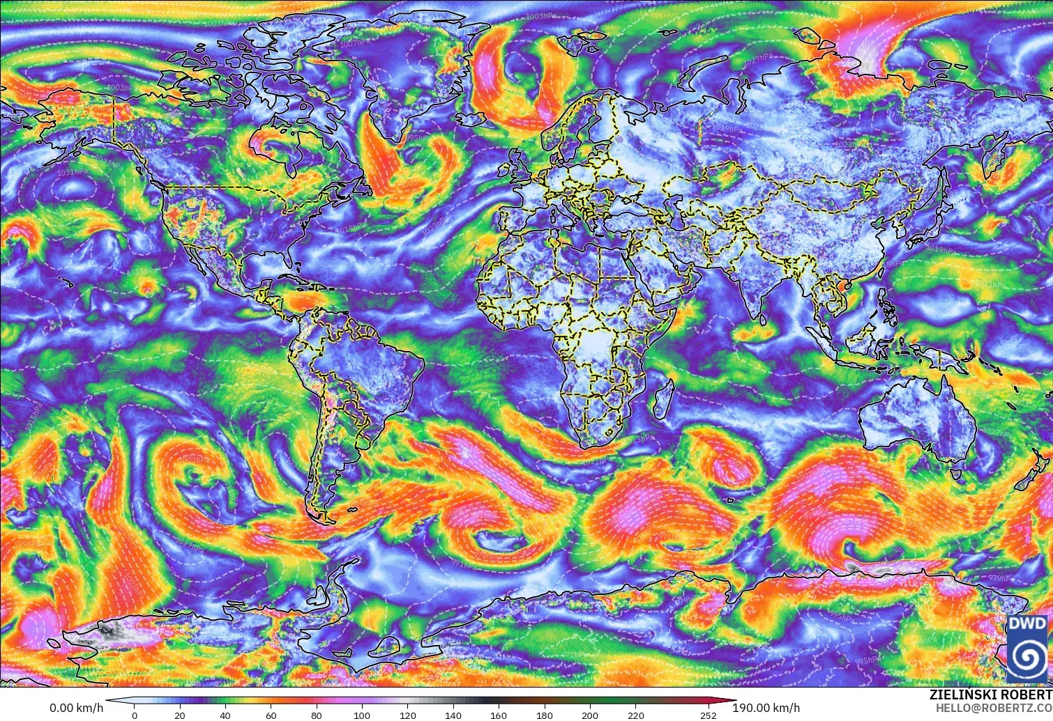 ICON model - World, Wind Gusts