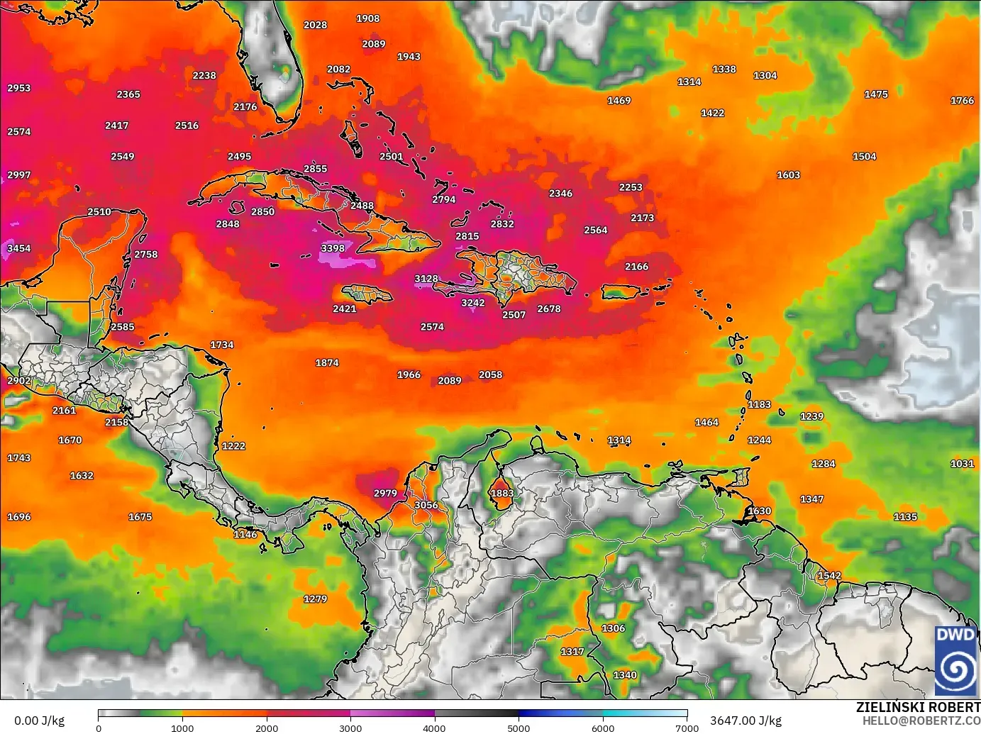 ICON model - Caribbean, CAPE