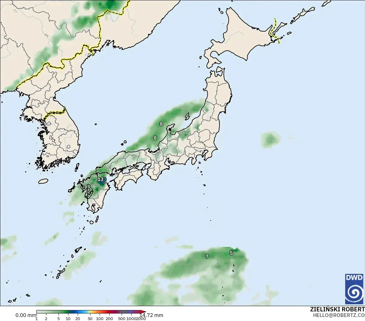 ICON model - Japan, Precipitation Accumulation