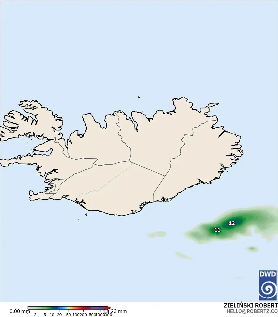 ICON model - Iceland, Precipitation Accumulation
