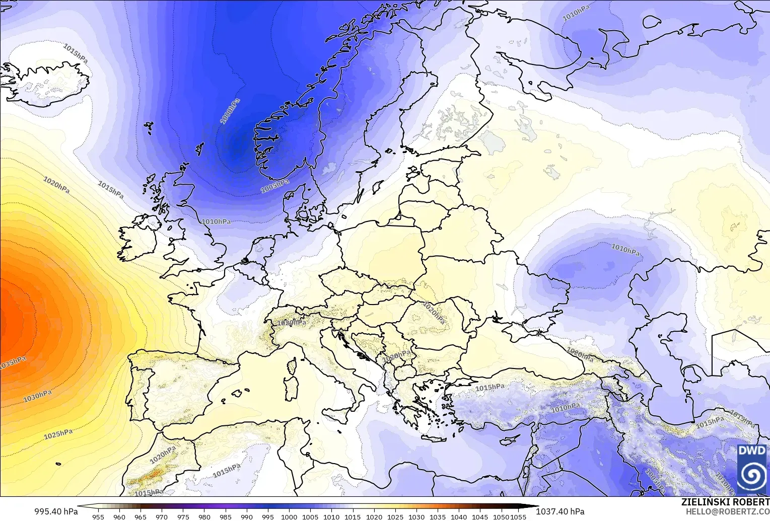 ICON model - Europe, Pressure