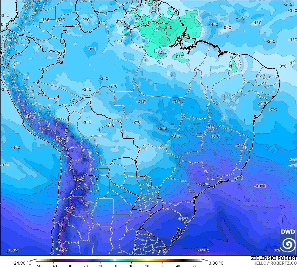 ICON model - Brazil, Temperature at 500hPa