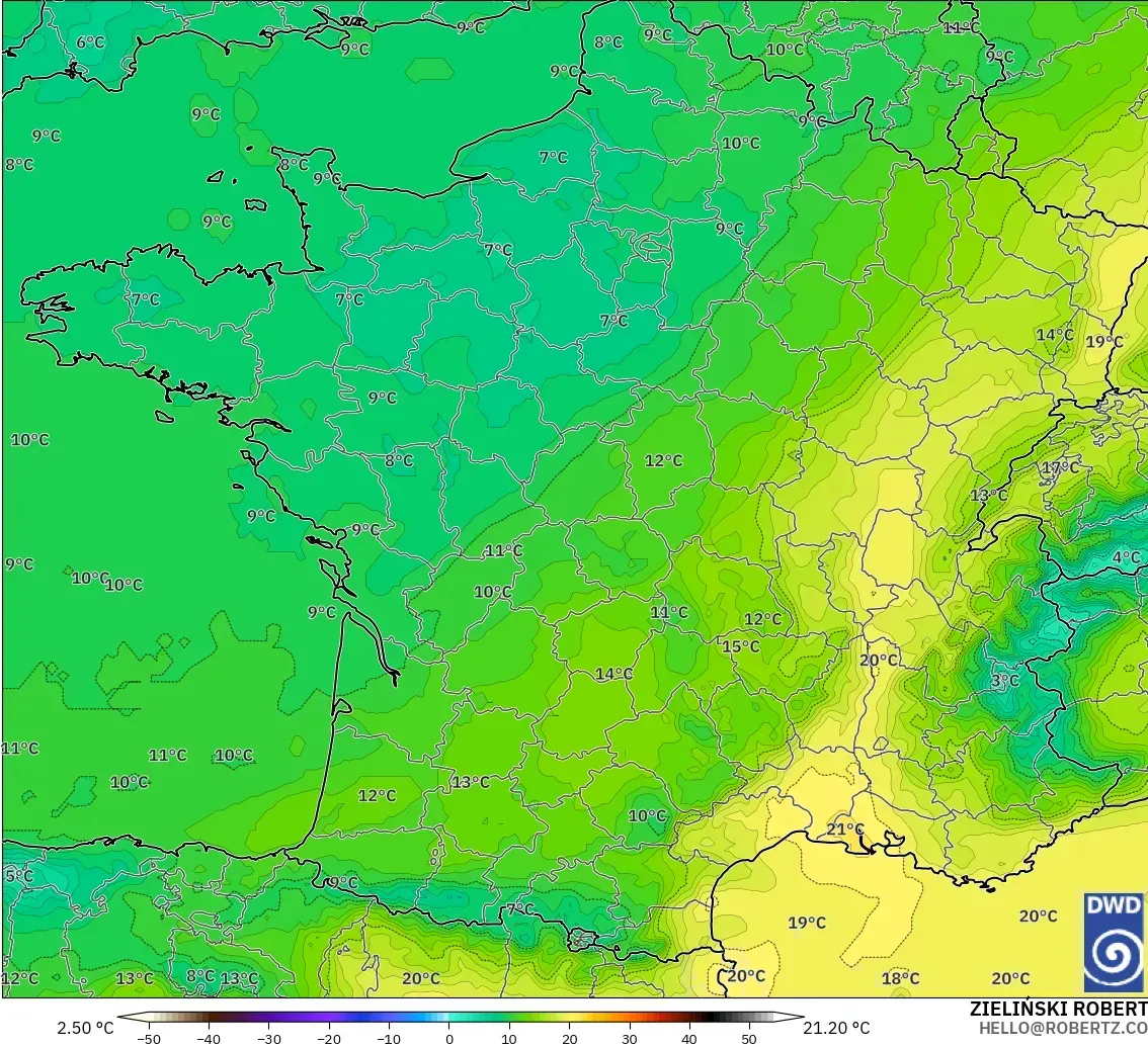 ICON model - France, Temperature at 850hPa