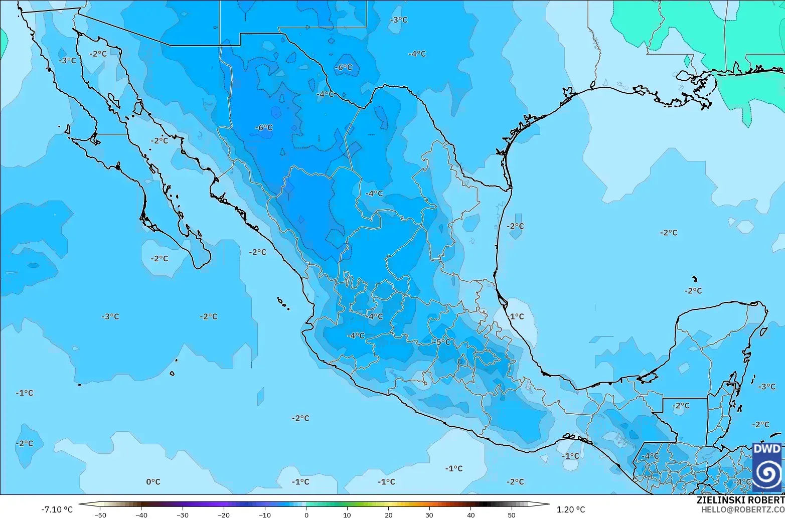 ICON model - Mexico, Temperature at 500hPa