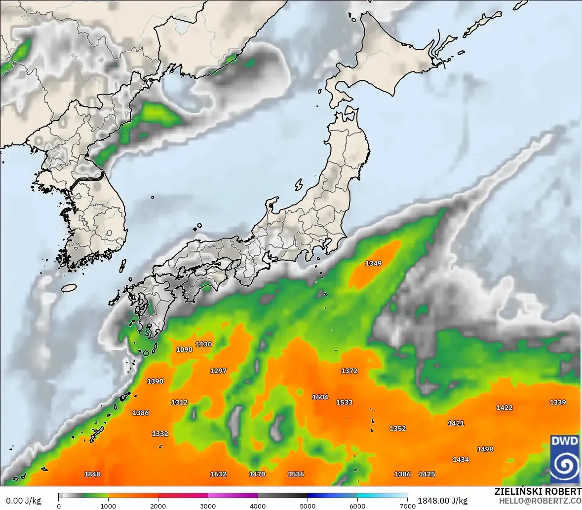 ICON model - Japan, CAPE