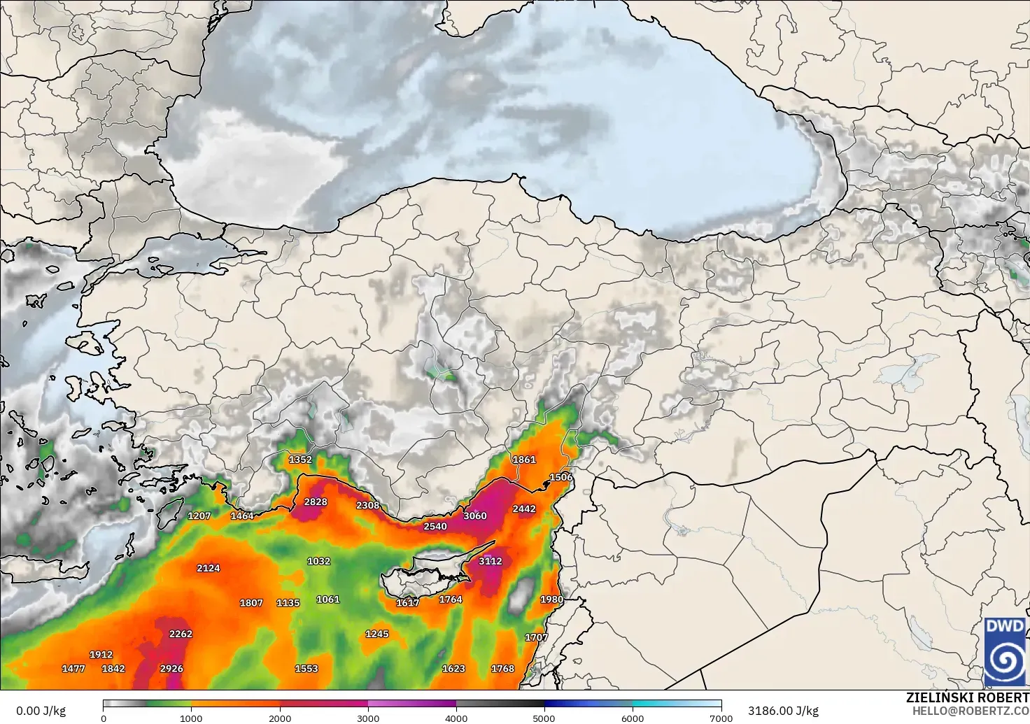 ICON model - Turkey, CAPE