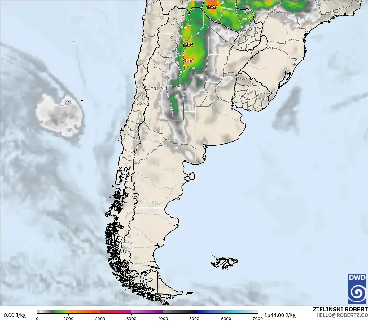 ICON model - Argentina, CAPE