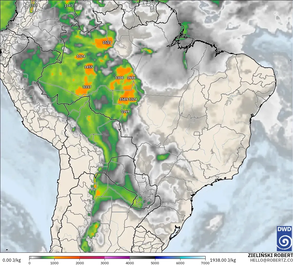 ICON model - Brazil, CAPE