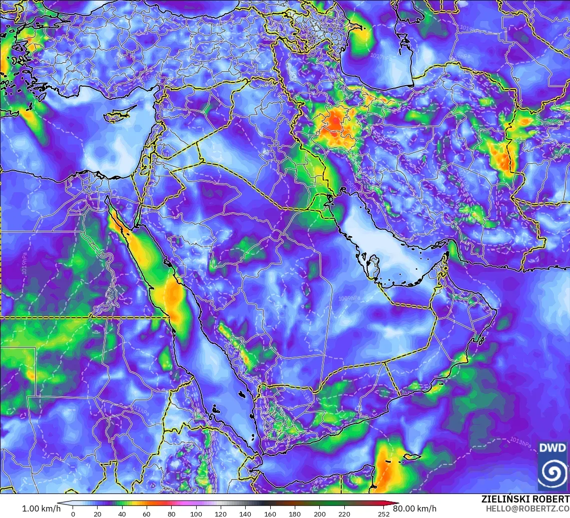 ICON model - Middle East, Wind Gusts