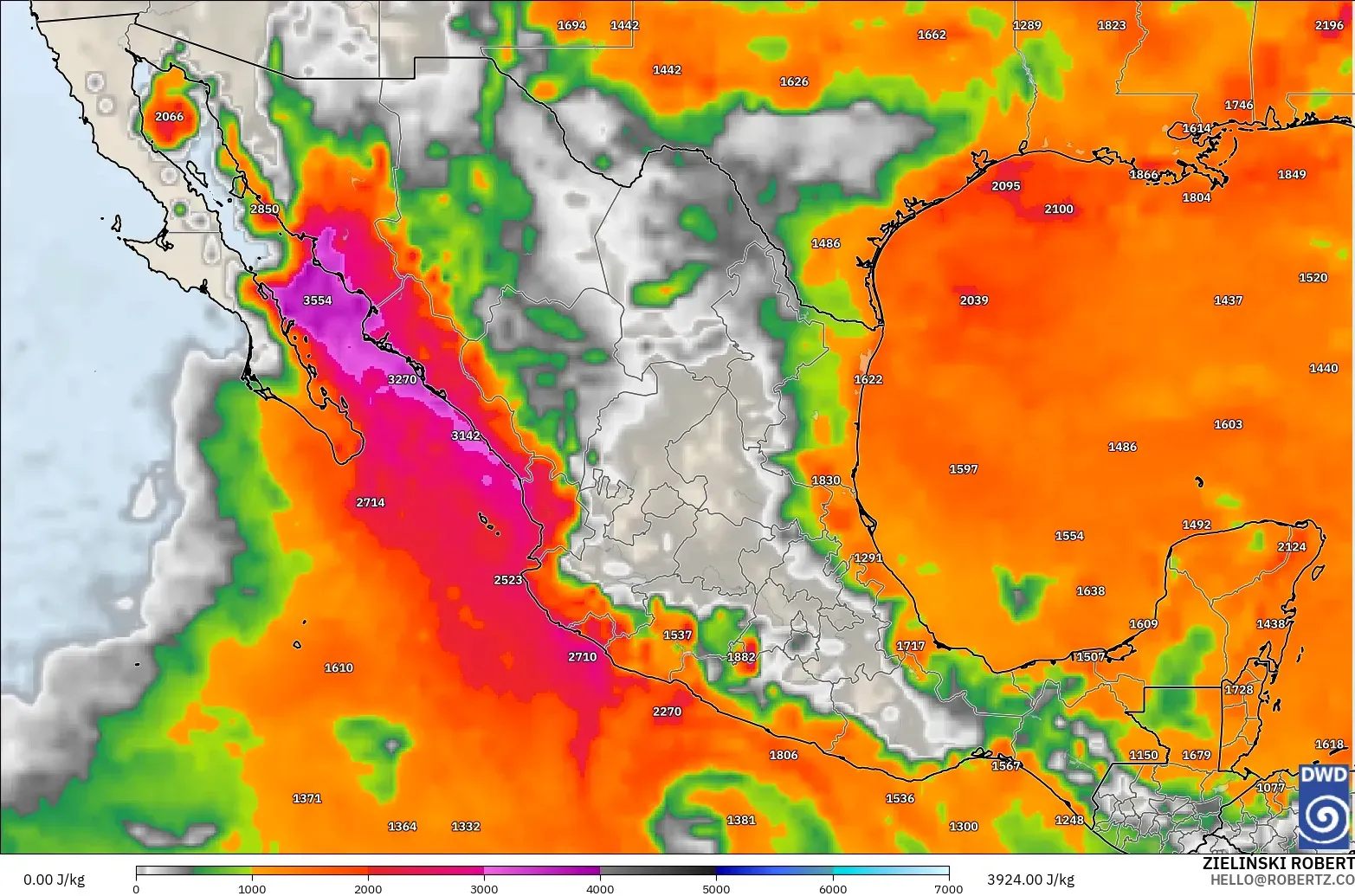 ICON model - Mexico, CAPE
