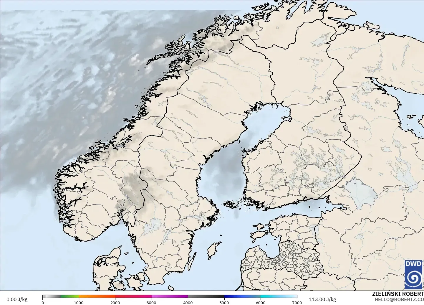 ICON model - Scandinavia, CAPE