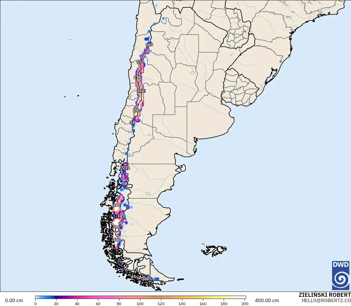 ICON model - Argentina, Snow Depth