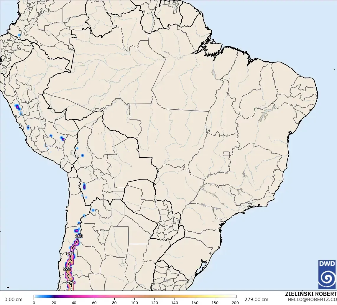ICON model - Brazil, Snow Depth