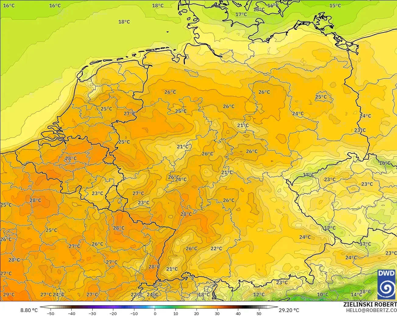 ICON model - Germany, Temperature at 2m