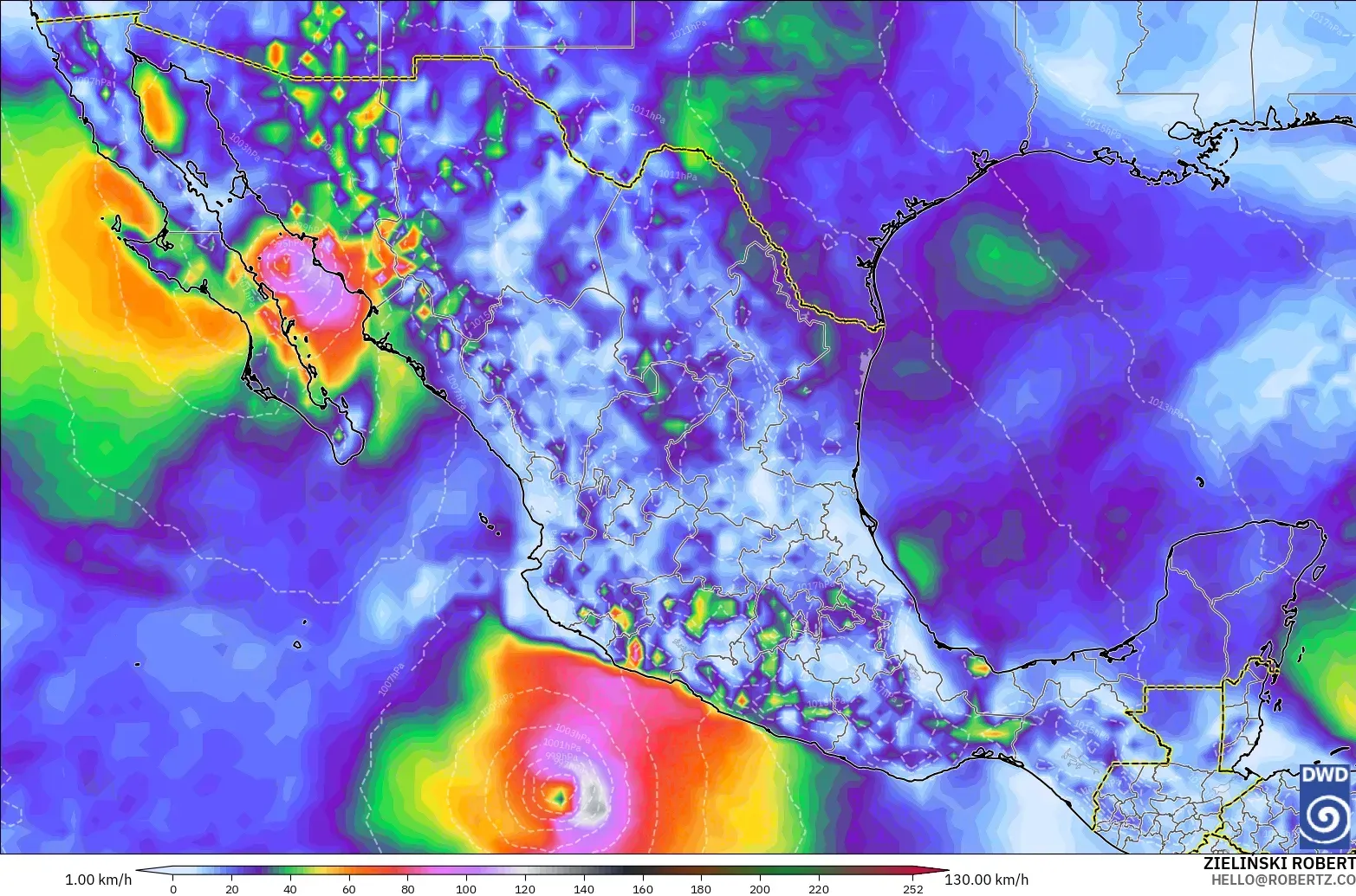 ICON model - Mexico, Wind Gusts Peak