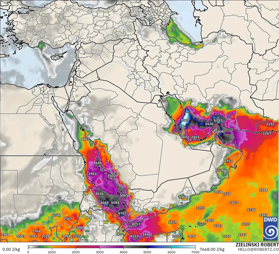 ICON model - Middle East, CAPE