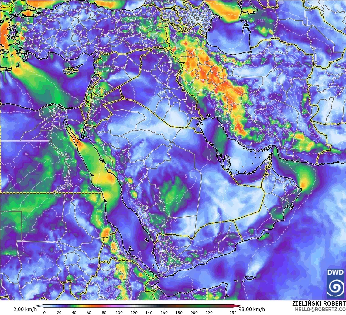 ICON model - Middle East, Wind Gusts Peak