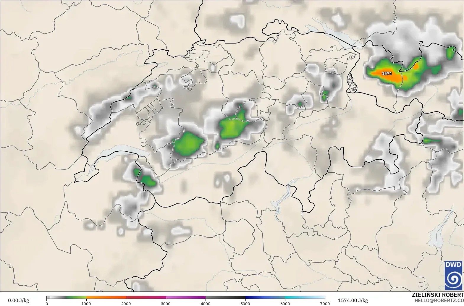 ICON model - Switzerland, CAPE