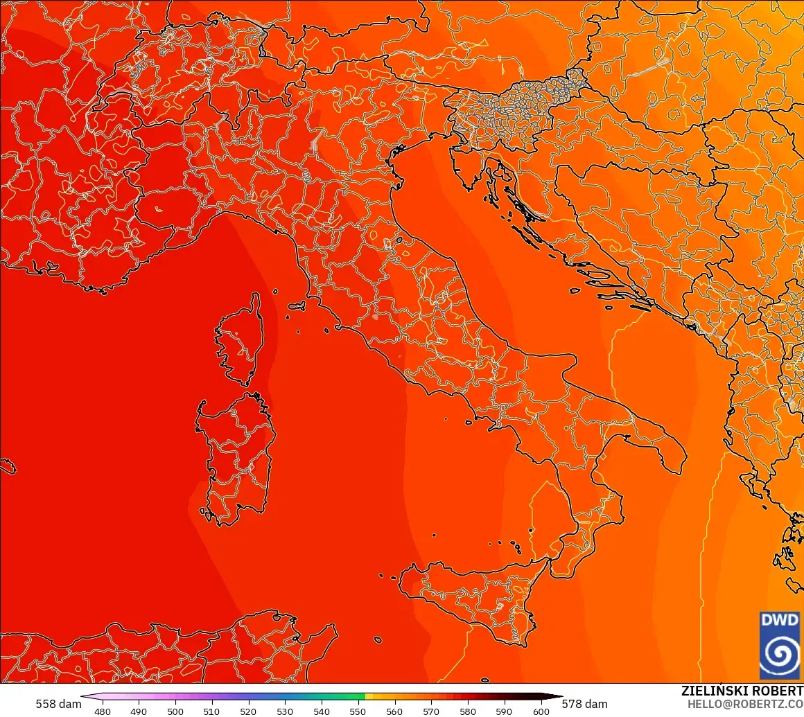 ICON model - Italy, Geopotential height at 500hPa