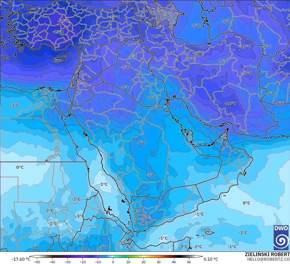 ICON model - Middle East, Temperature at 500hPa