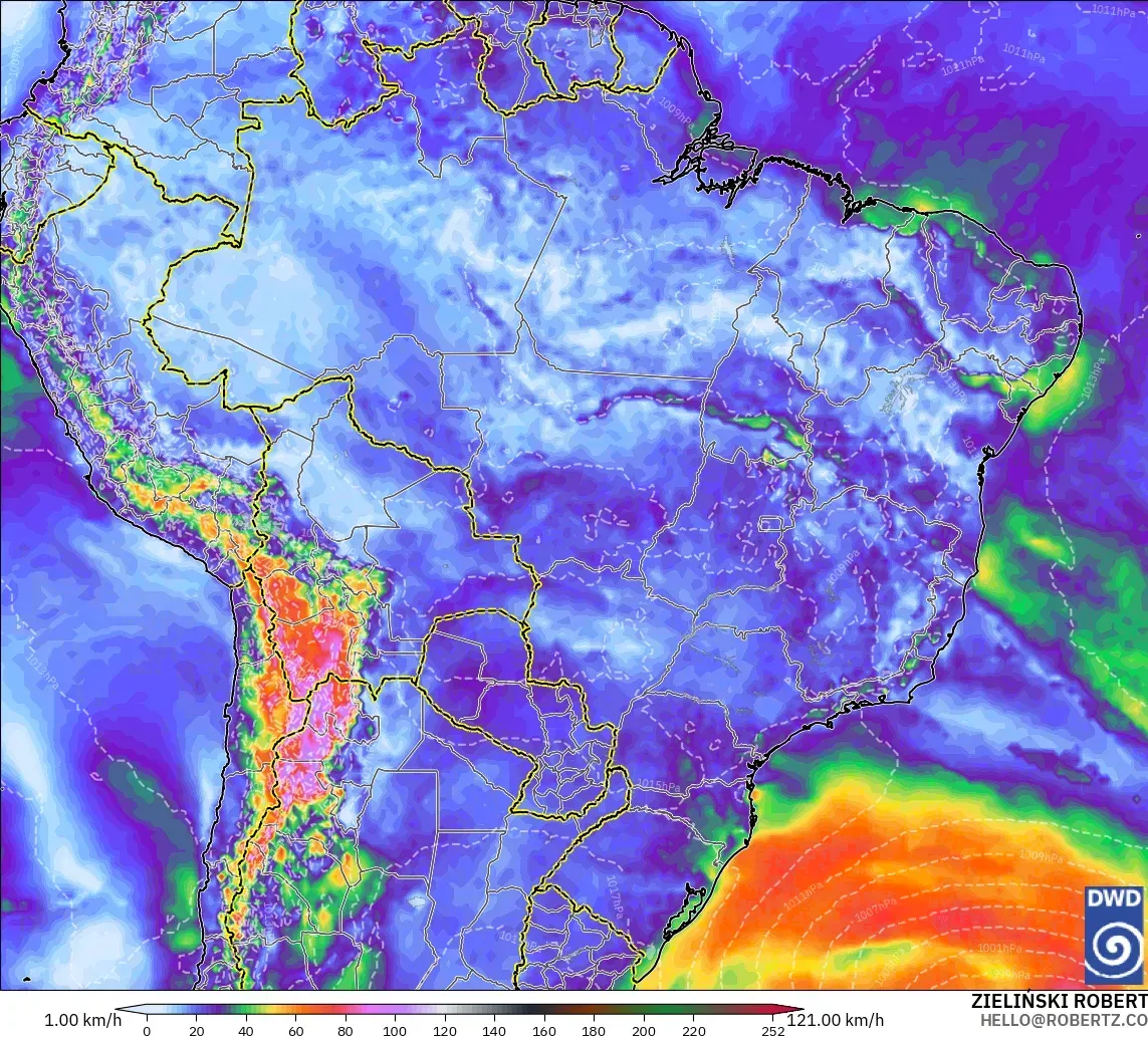 ICON model - Brazil, Wind Gusts
