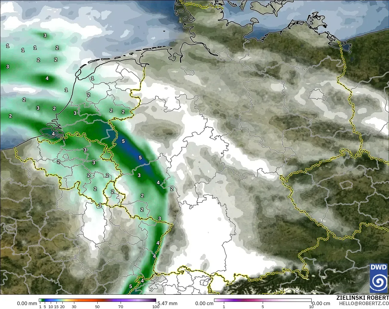 ICON model - Germany, Precipitation, Clouds, and Pressure