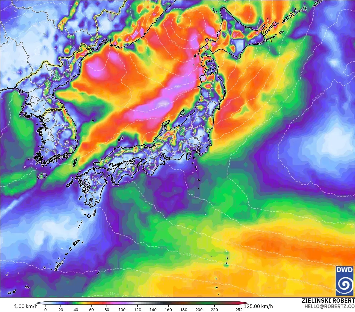 ICON model - Japan, Wind Gusts