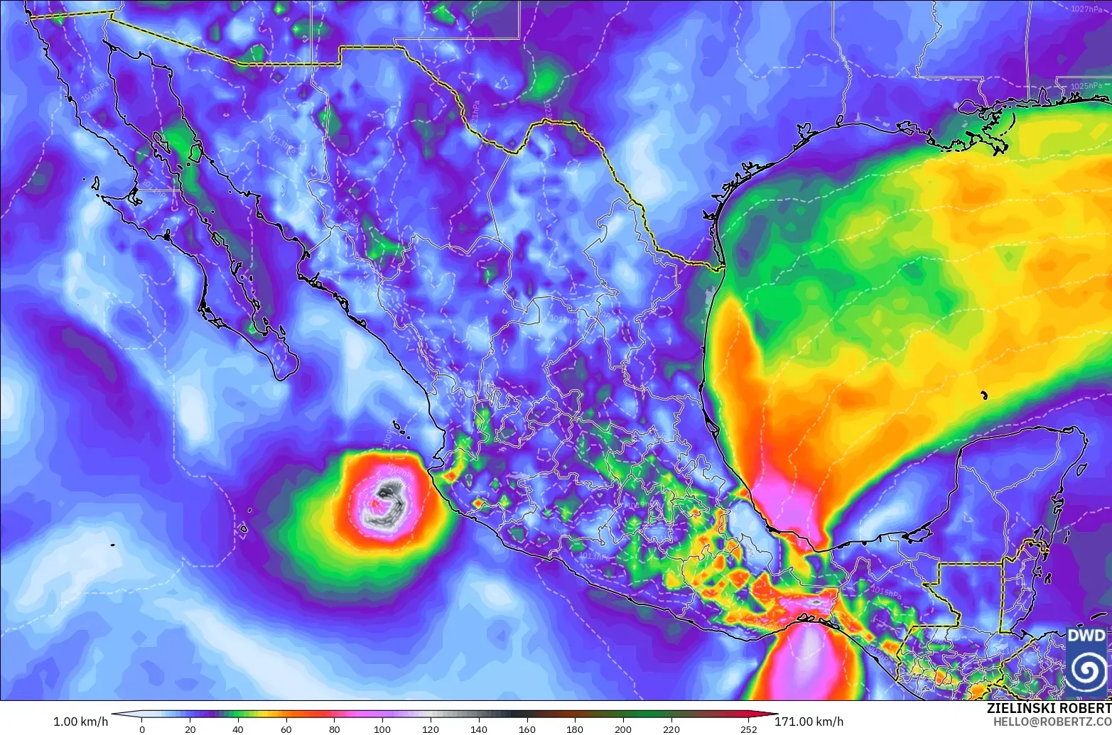 ICON model - Mexico, Wind Gusts