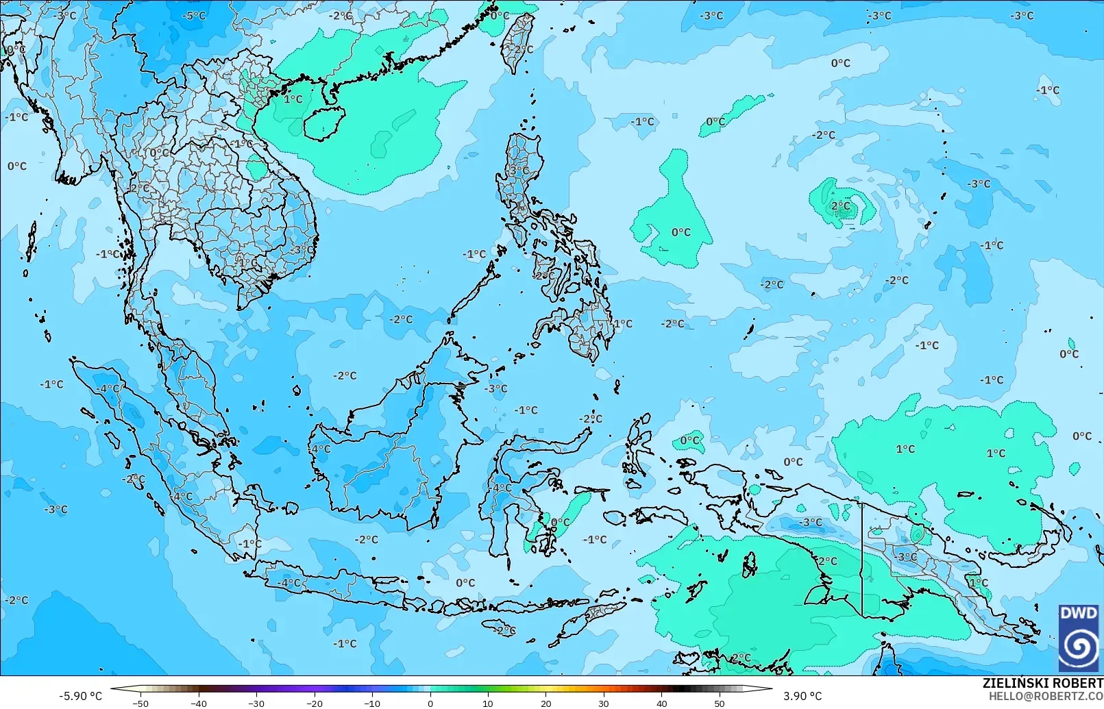 ICON model - South East Asia, Temperature at 500hPa