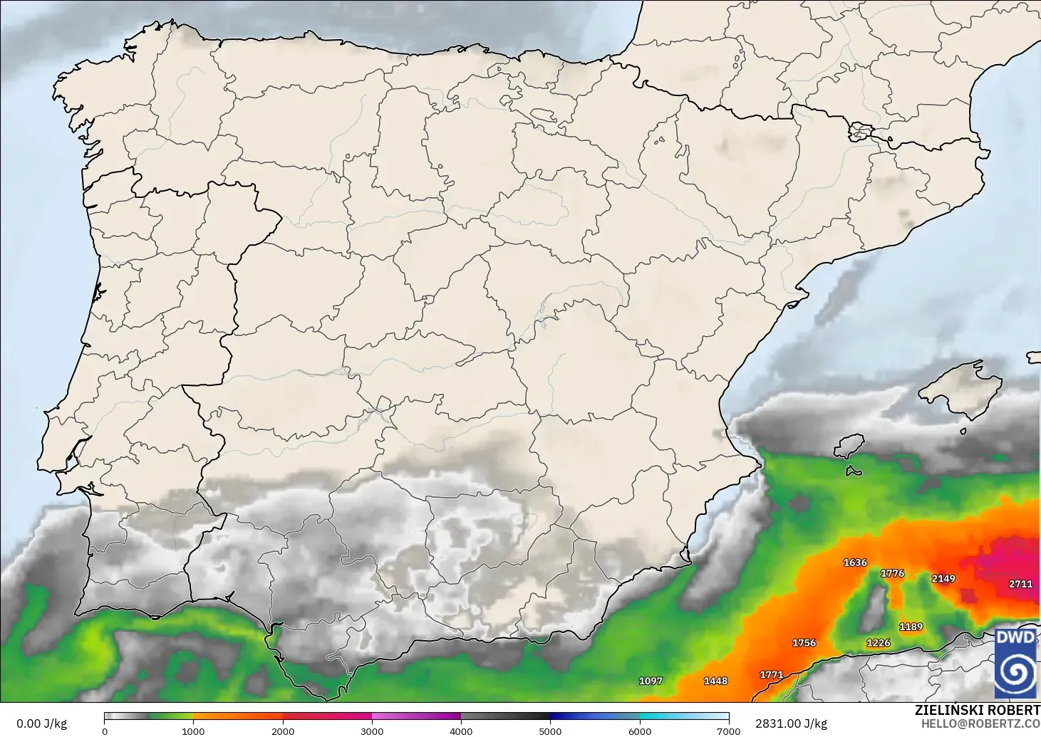 ICON model - Spain, CAPE