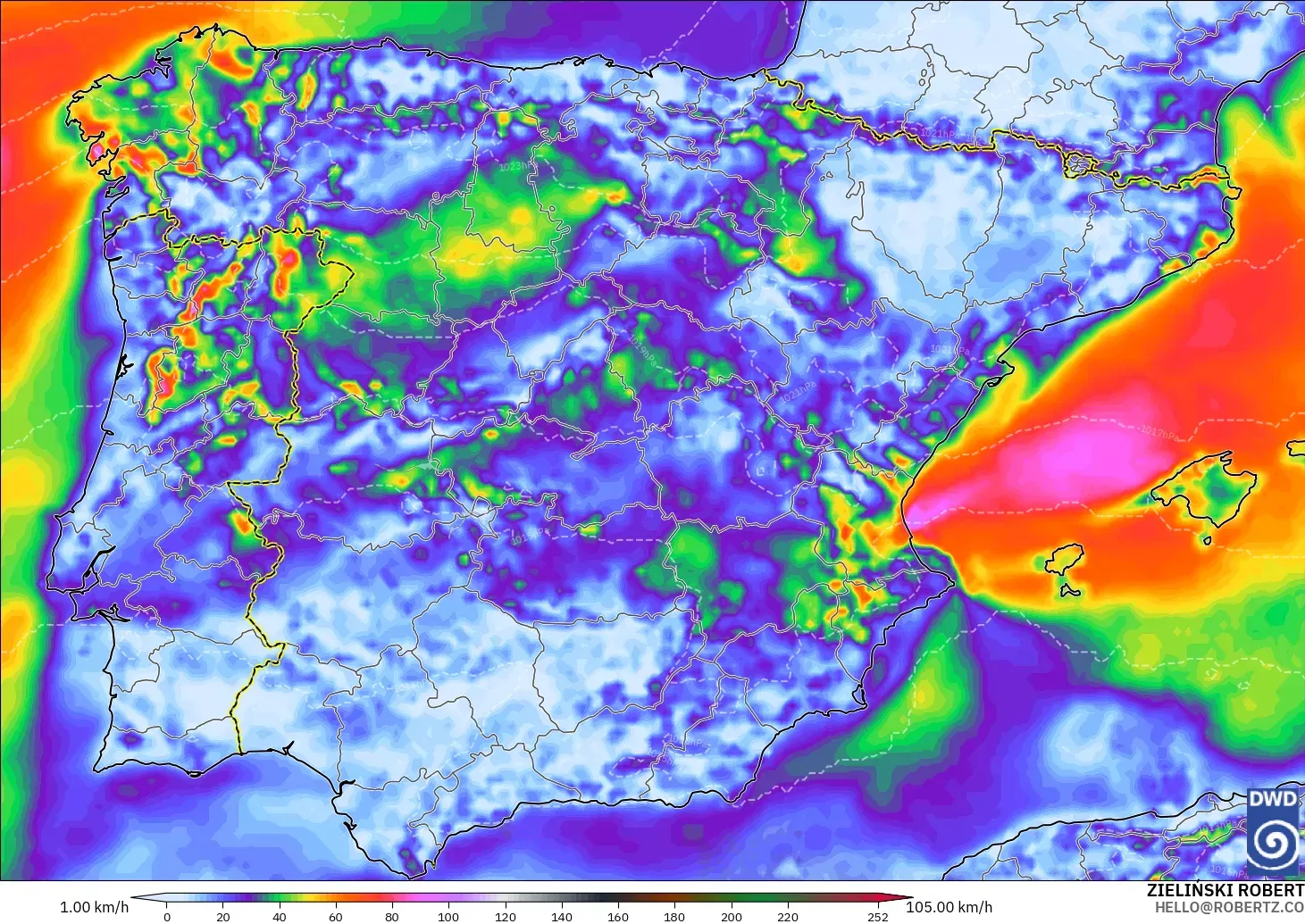 ICON model - Spain, Wind Gusts