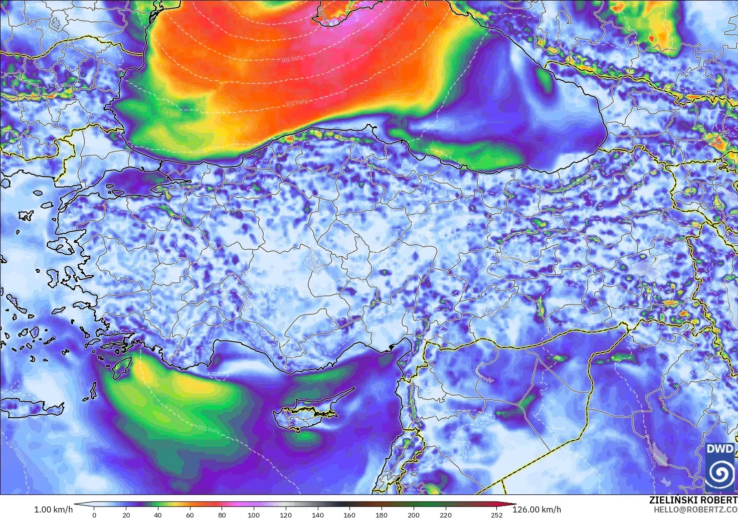 ICON model - Turkey, Wind Gusts