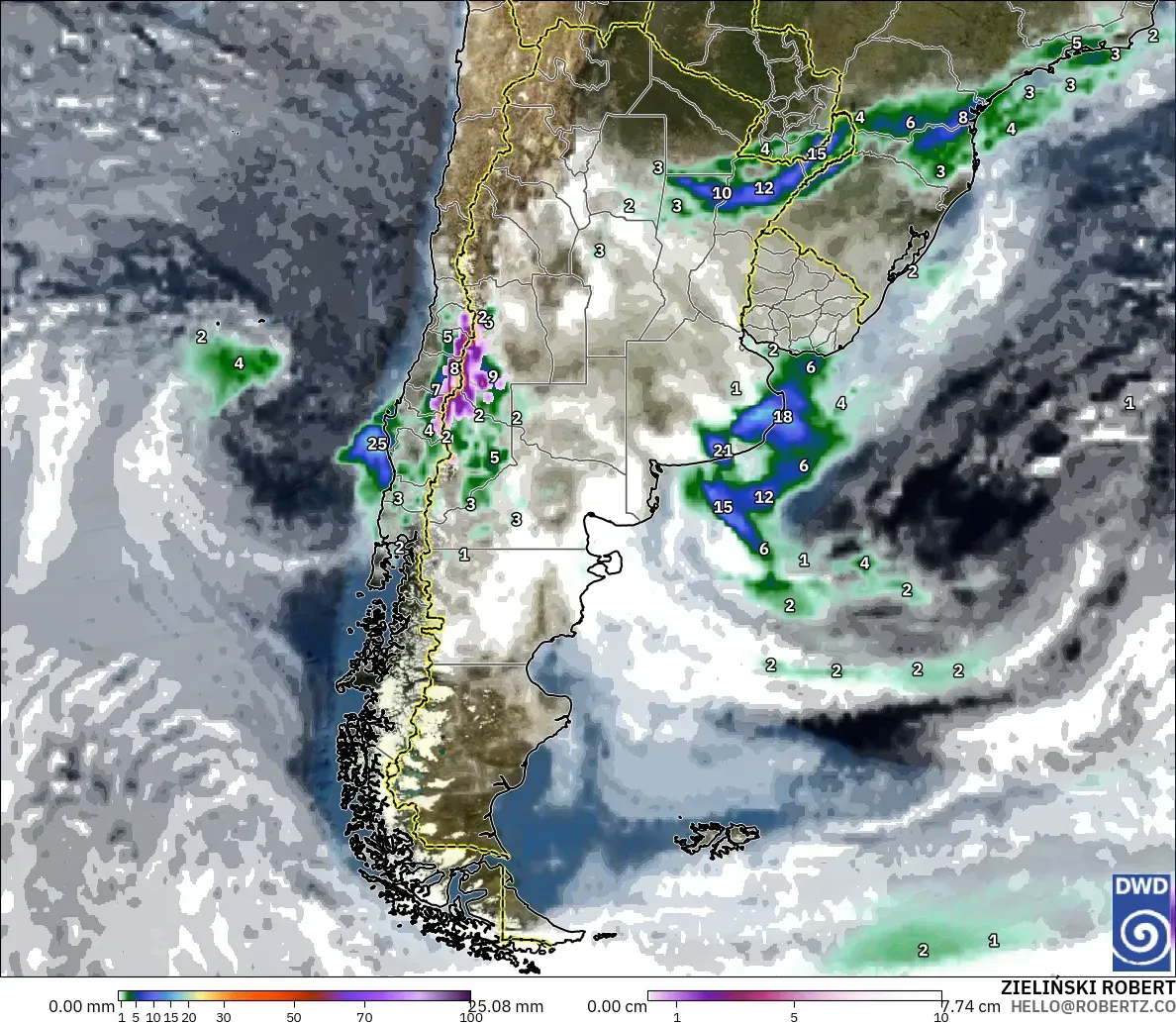 ICON model - Argentina, Precipitation, Clouds, and Pressure