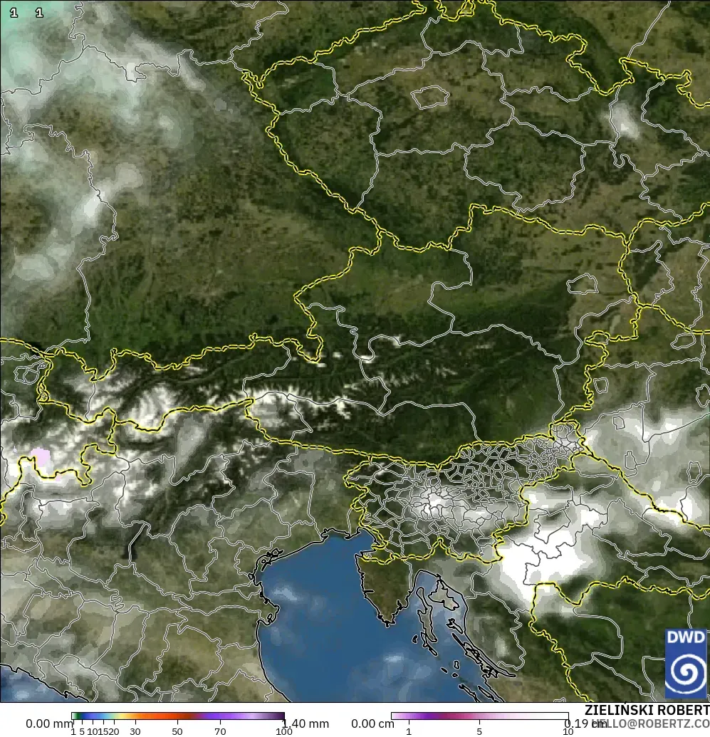 ICON model - Austria, Precipitation, Clouds, and Pressure