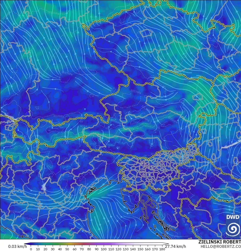 ICON model - Austria, Wind at 10m